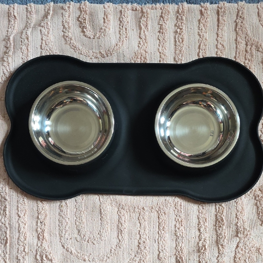 Stainless Steel Pet Bowls with Black Mat - Picture 5 of 7
